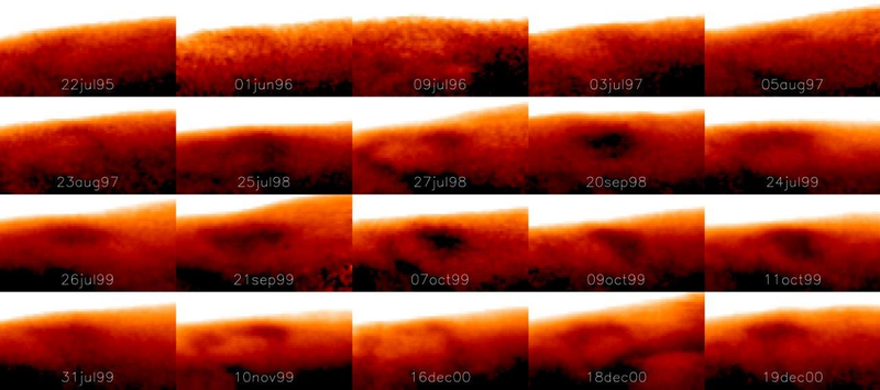 The Great Cold Spot changes dramatically in shape and size on different days. (University of Leicester)